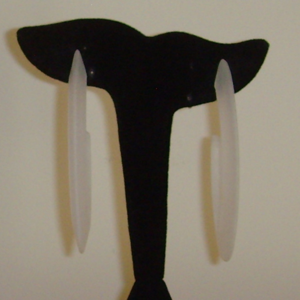 NEW - Frosted White Lucite Oval Semi-Hoop Pierced Earrings